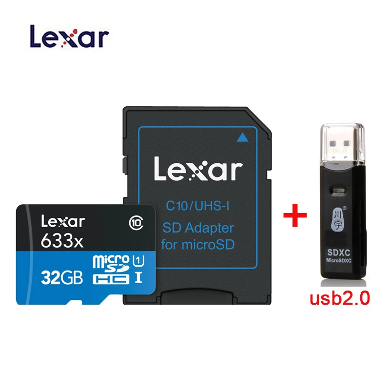Lexar 633x высокая скорость 95 МБ/с./с 512 ГБ 256 ГБ 128 Гб Micro SD карта памяти адаптер SDHC UHS-I U1 U3 A1 A2 для дрона - Емкость: 32GB-C296