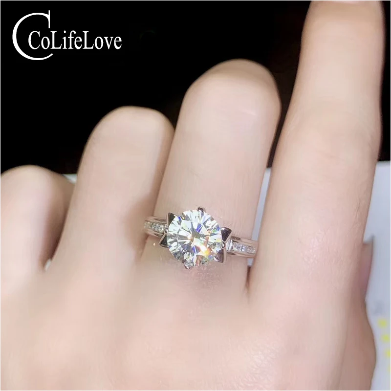 Кольцо для помолвки colife Moissanite F Color 1ct & 2ct серебряное кольцо свадьбы из серебра 925