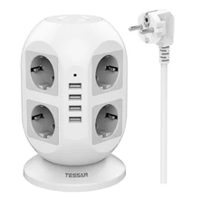 

TESSAN Power Strip 8-Way Overload Protection, Multiple Socket with 4 USB Ports and Switch (2500W/10A) Socket Tower for Home