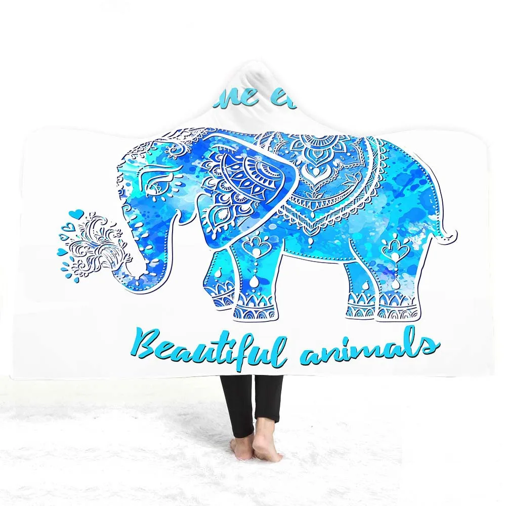 

2019 New Style Printed Magic Cloak Hooded Mantle Blanket Adult Children Hat Double Layer Plush Blanket