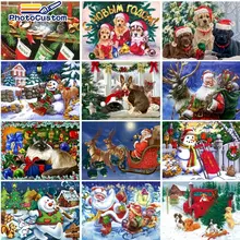 PhotoCustom Christmas serise Painting By Numbers Landscape Drawing On Canvas Art Unique Gift For Adult