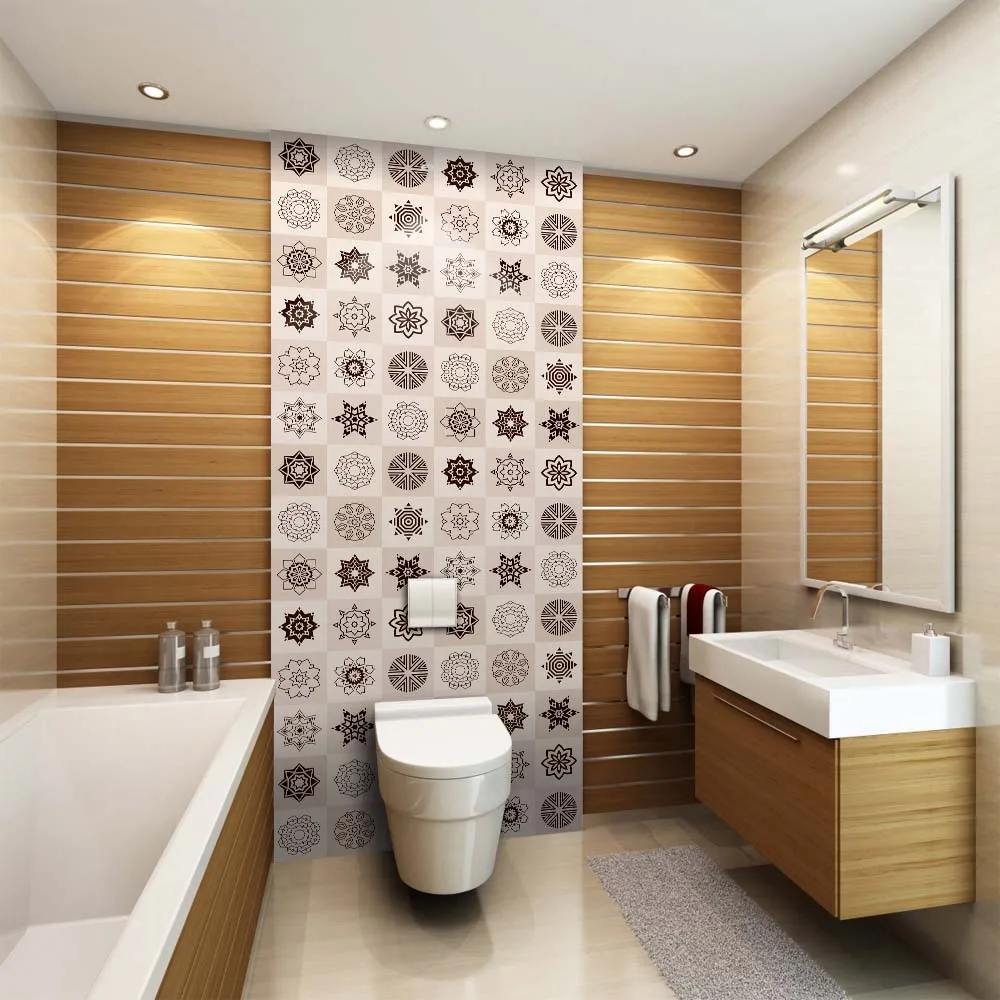 PAG Cross Border for Bohemian Decorative Pattern Wall Stickers Bathroom Adhesive Paper Waterproof Tile Stickers Self-Adhesive Ki