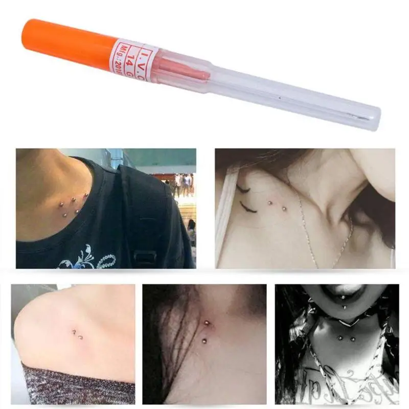 1pc Disposable Piercing Needle Hot Selling Safety Stainless Steel Body Jewelry Piercing Catheter Tattoo Accesories