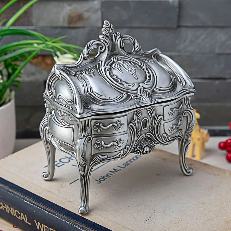 Creative European-style retro tall jewelry storage box Exquisite Princess wedding birthday gift jewelry box