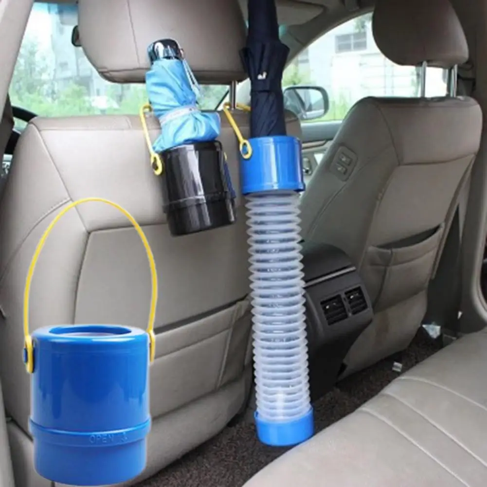 Car Umbrella Storage Bucket Wet Umbrella Holder Stands Portable Retractable Collapsible Plastic Holder Barrel with Hook for Car