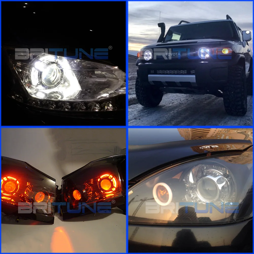 H7 H4 Автомобильные фары объектив Bi xenon проектор ангельские глазки Белый Желтый Halo