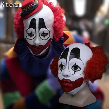 

2019 New Funny Scary Evil Clown Mask Latex Rubber Joker Mask Halloween Party Costume Clown Mask With Hair for Adults Cos Toys