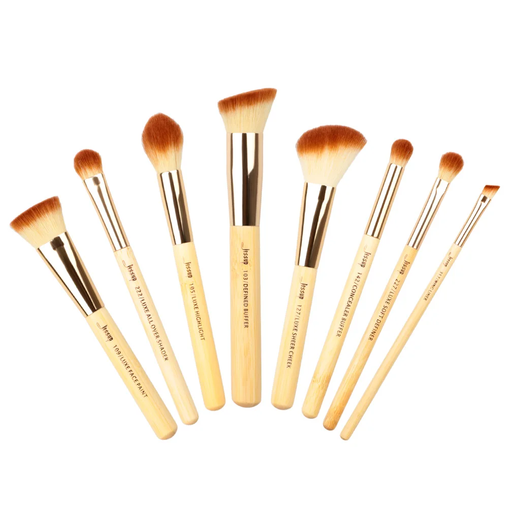 Billig Jessup Pinsel 8 stücke Schönheit Bambus Professionelle Make Up Pinsel Set Kosmetik Taschen T139   CB001