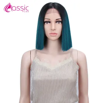 

Cosplay Straight Synthetic Wigs For Women Medium Length Hair Bob Wig Ombre Green bobo Hairstyle Cosplay wigs classic Plus