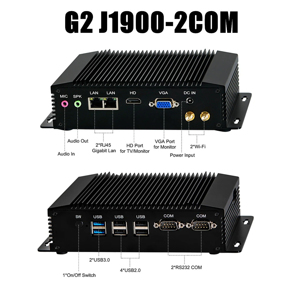 EGLOBAL безвентиляторный промышленный Мини ПК i7 4500U i5 Windows 10 Pro Linux PC 2* Intel lan 6* RS232/485 HDMI VGA 8* USB Wi-Fi, сторожевой 3g/4G