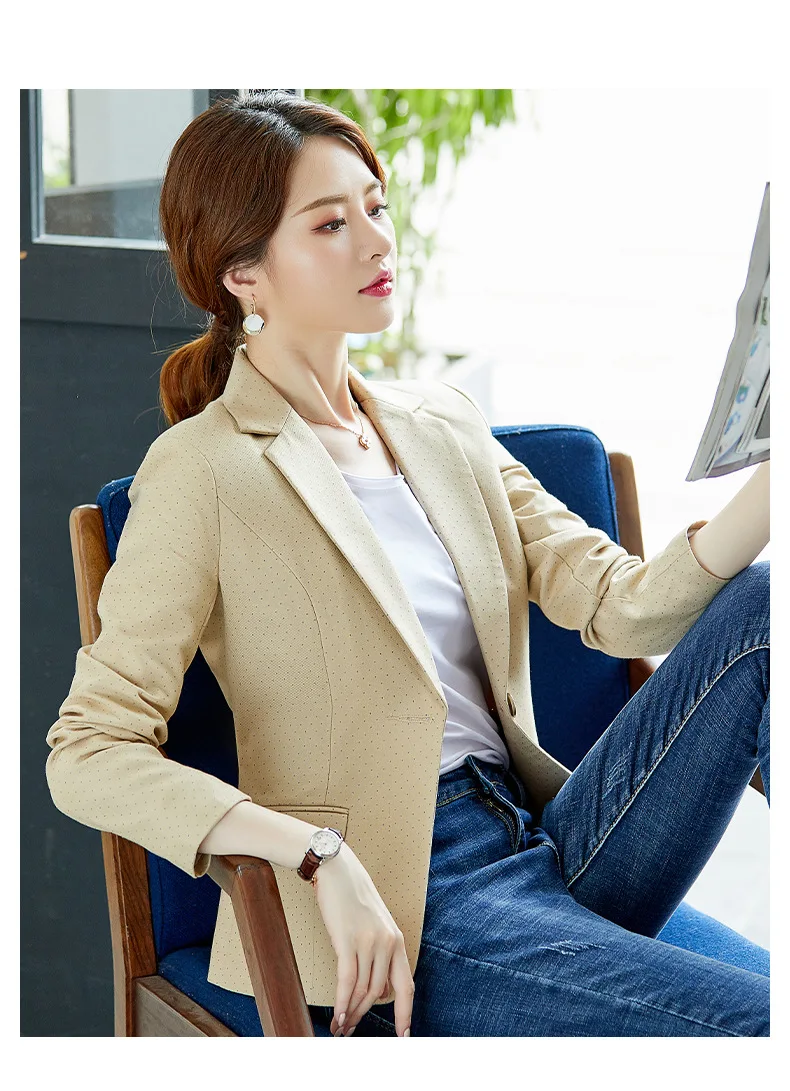 Small Suit Coat Women's Spring And Summer New Style One-Button Long Sleeve Slim Fit Women's Versatile White Collar Leisure