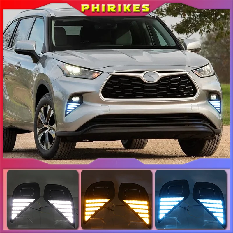 

2Pcs LED Daytime Running Light For Toyota Highlander 2020 2021 Car Accessories Waterproof DRL Fog Lamp Decoration