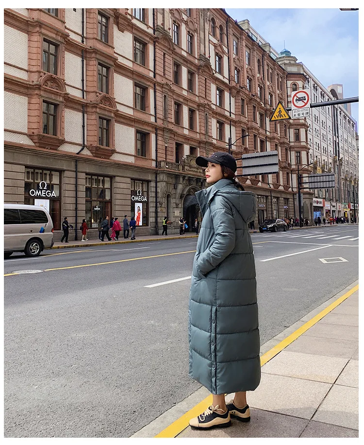 winter new Korean version of loose students thick super long paragraph over the knee commuter coat down jacket cotton women
