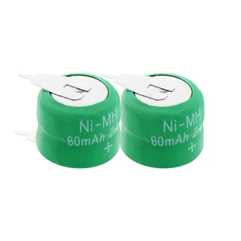 

1/2/4/6/8/10Pcs 2.4V 80H 80mAh Ni-MH Nimh Button Battery Pack Coin Cell Replacement Batteries Rechargeable 80H Coin Batteries