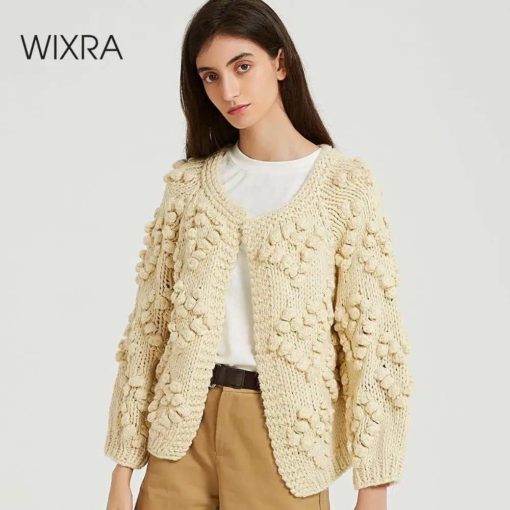 Best Price Wixra Women Stylish Knitted Cardigans 2019 Autumn Spring Solid V Neck Long Sleeve Loose Casual Ladies Sweaters