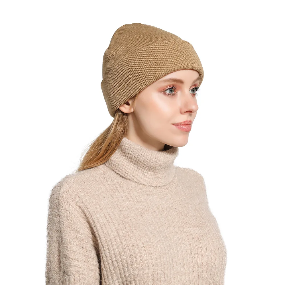 

Winter Hat Double-layer Striped Knitted Beanies Women Men Outdoor Ski Cap Flanged Hip Hop Beanie Hat