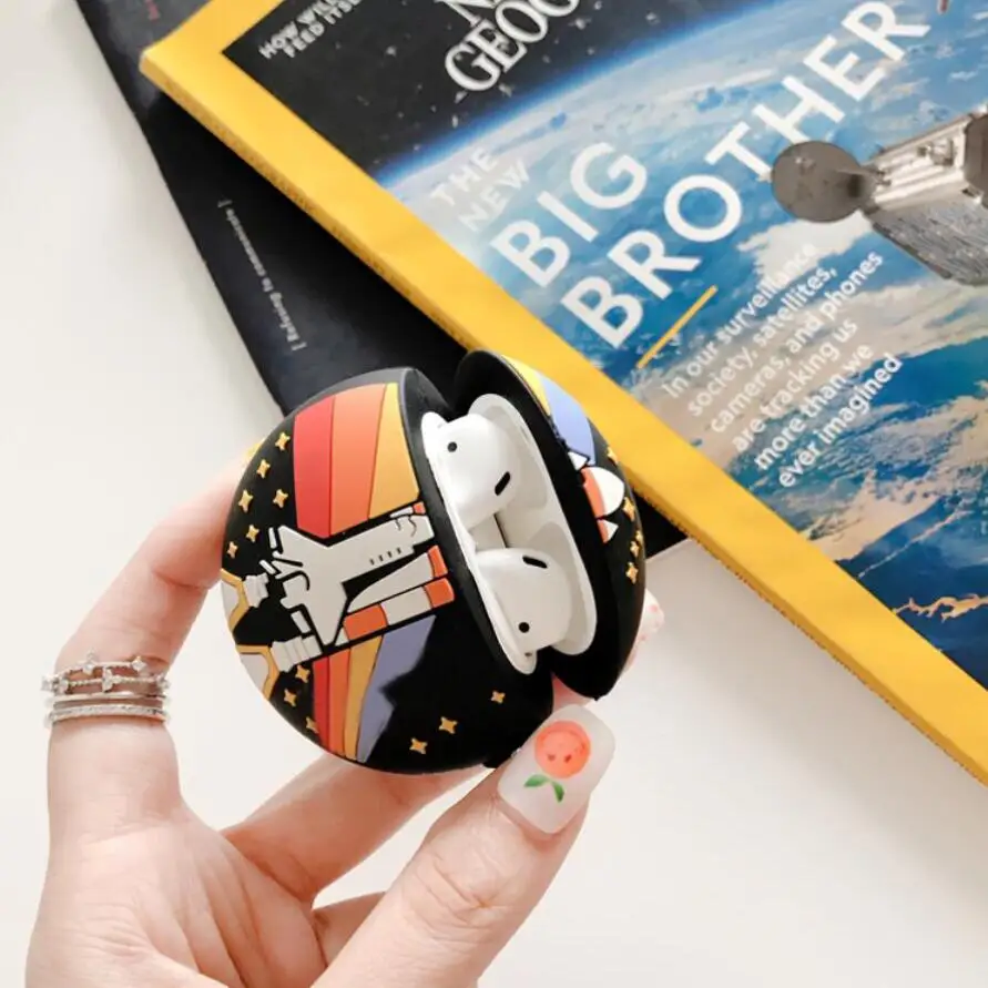 Мягкий силиконовый чехол с кольцом-цепочкой для AirPods - Цвет: 4