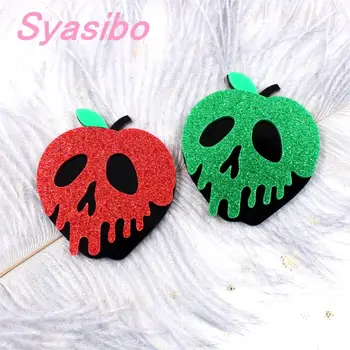 

(1pc)50mm Acrylic Poison Apple Brooch (no pin) Party Ornaments Black Glitter Apple 2" Snow White 7 Laser Cutout-AC1592