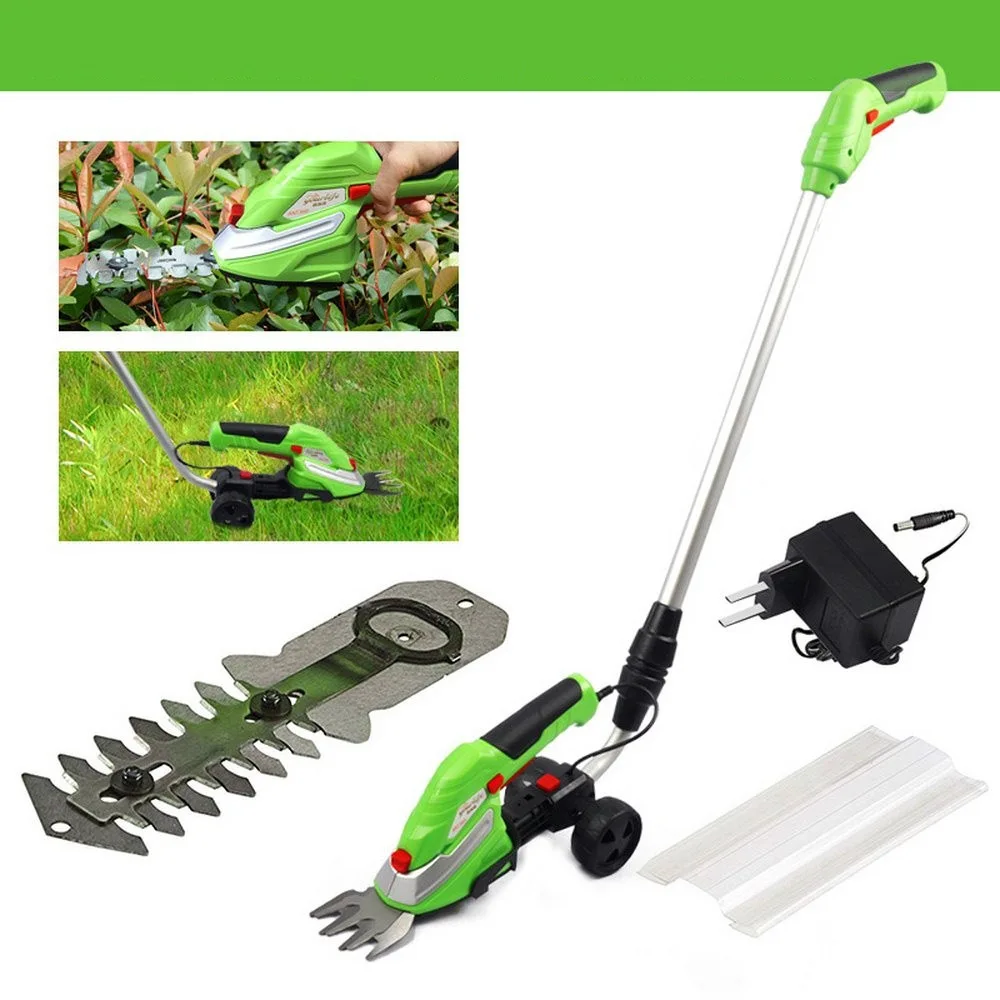 BWith Extension pole Home Electric Lawn Mower Portable Grass Trimmer Garden Lawn Mower Comfort Handle Replaceable Cutter Head 2 Blade fast ship - Цвет: BWith Extension pole