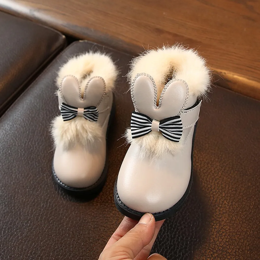 Новые кожаные ботинки для девочек; обувь для мальчиков; сезон осень-зима; ботинки из искусственной кожи; Детские легкие ботинки с бантом в британском стиле; хлопковые ботинки принцессы