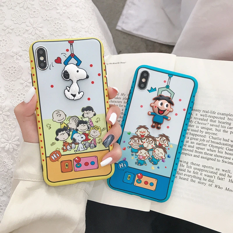 

Soft TPU Silicone Shockproof Protector For Iphone 6 6S Plus 7 8 Plus XS XR XSMAX Cute Cartoon 3D Snoopy Mobile Phone Fitted Case