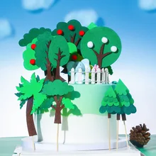 

Cake Topper Wedding Forest Department Apple Tree Green Cake Decoration Felt Cloth Small Tree Cake Insert Card Birthday Decor
