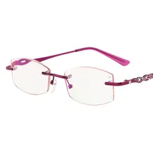 Новые женские Алмазные очки для чтения Корейская версия бескаркасных алмазных очков Анти-синие очки для чтения Повседневные очки