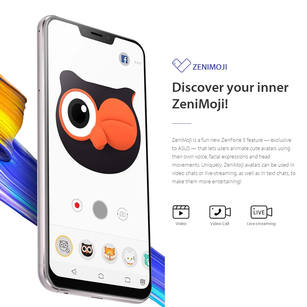 Мобильный телефон ASUS Zenfone 5 ZE620KL 4G с зазубриной 6,2 дюймов 19:9 FHD+ Android 8,0 4 Гб 64 Гб 12 Мп+ 8 Мп NFC 3300 мАч