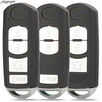 

Jingyuqin Remote Car Key Case Shell For Mazda 3 6 CX-3 CX-5 Replacement 3/2+1/4 Red Hold Button Smart Fob MAZ24R Blade