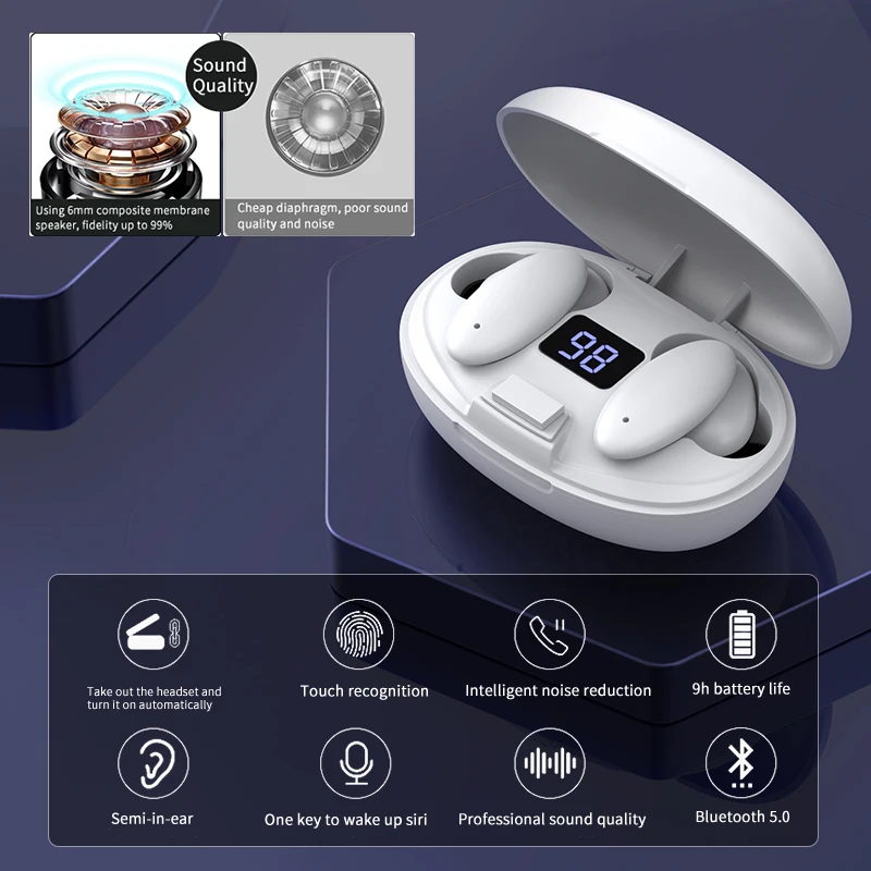 CUVA X16 TWS Bluetooth Headphone Wireless Earphone LED Display Bluetooth 5 0 Sport Headset Earbuds Airbuds with Charging Case