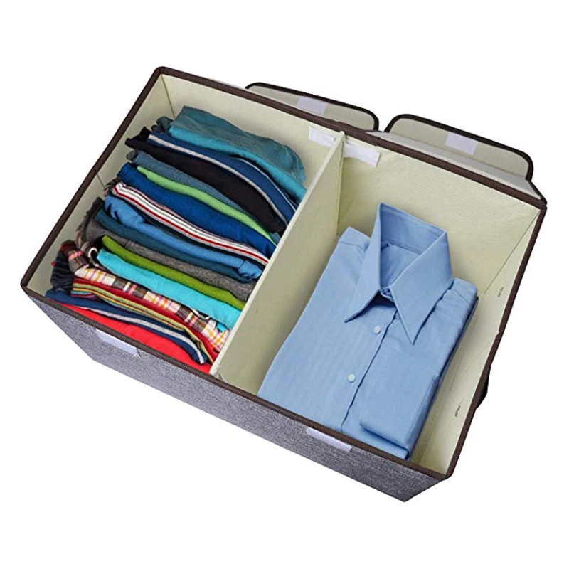 

2 Pack Larger Storage Cubes Fabric Foldable Collapsible Storage Cube Bin Organizer Basket with Lid Handles Removable Divider for