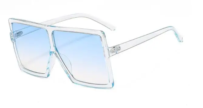 Негабаритные женские солнцезащитные очки, фирменный дизайн, винтажные блестящие черные квадратные солнцезащитные очки, роскошные трендовые очки унисекс, большие очки - Цвет линз: clear blue