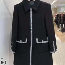 Осень/зима прямой двойной карман контрастного цвета женское пальто зимняя куртка