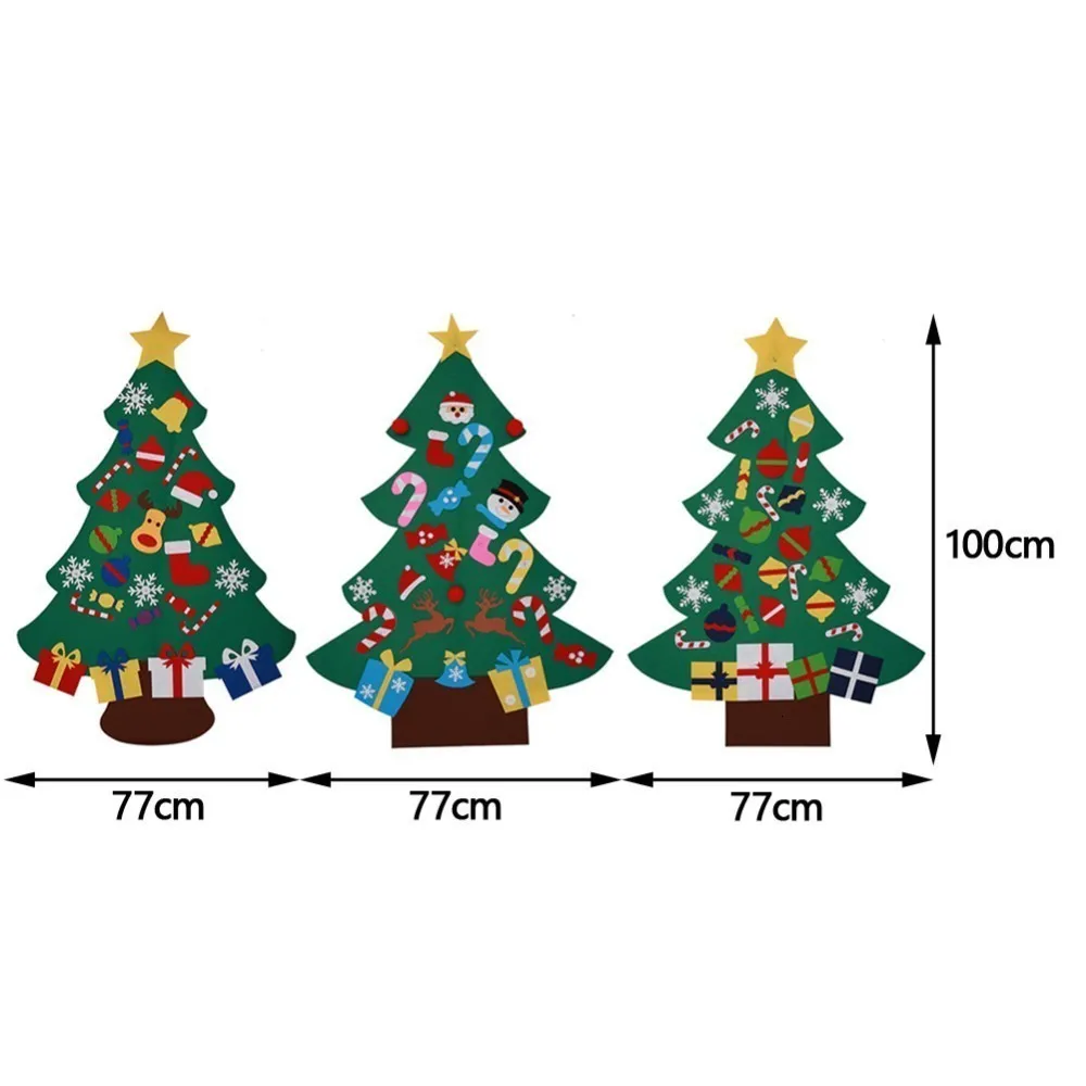 DIY войлочная Рождественская елка новогодние подарки Детские игрушки искусственное дерево настенные подвесные украшения Рождественское украшение для дома