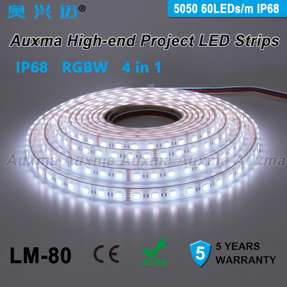  5050 LED Strip RGB/RGBW 4in1 60LEDs/m IP68 300LEDs/Reel5meter/Reel DC12V/24V Silicone Outdoor Water - 4000171309131