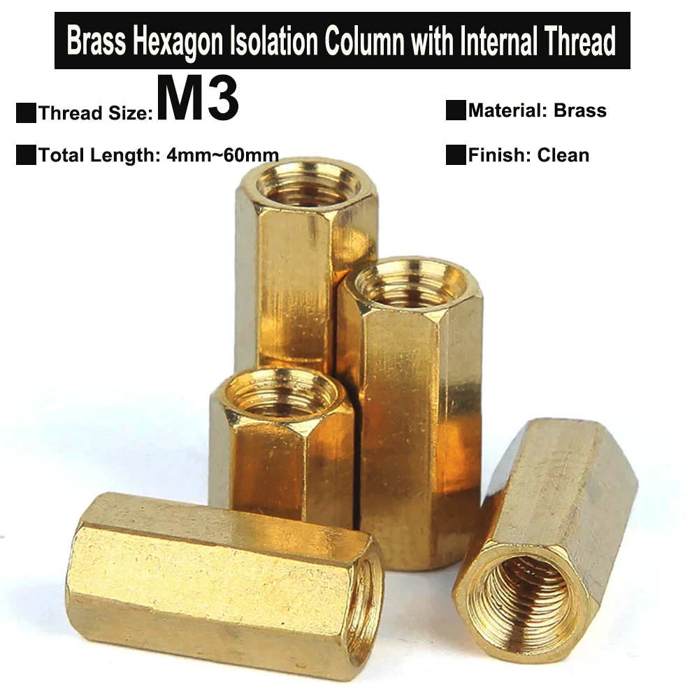 

10~50Pcs M3x4mm~60mm Hexagon Brass Female to Female Standoff PCB Motherboard Spacer Screws Isolation Column with Internal Thread
