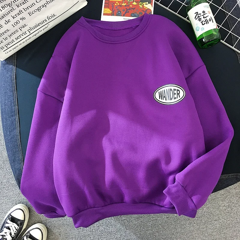  harajuku ulzzang sweatshirt Fashion purple letter Pattern Pullovers Women hoodies Casual Coat autum