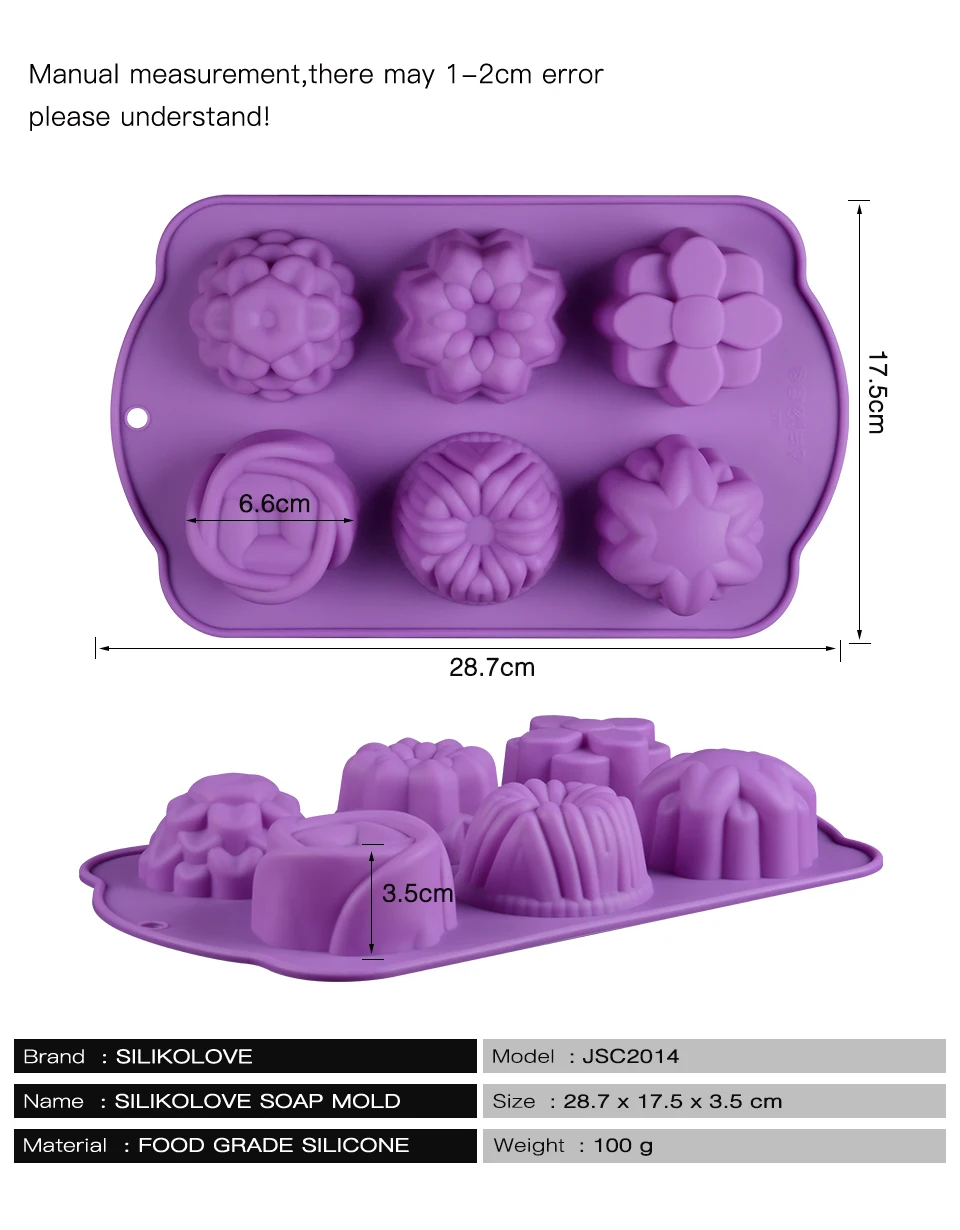 SILIKOLOVE 6 полости силиконовые формы в виде цветка DIY ручной работы ремесло 3D мыло формы для мыла делая формы