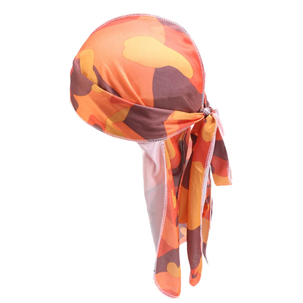 Мужская Печать дураг цветочные длинный хвост аксессуары для волос в виде тюрбана - Цвет: Оранжевый