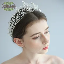 G4176 Европейская и американская корона для невесты, аксессуары для дня рождения, Роскошная ручная работа, королевская большая корона, головной убор, украшение для торта, пекарни