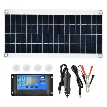 

15W 18V Solar Panel with battery Clip+10A Solar Car Charger Controller Solar Cells for Outdoor Camping Hiking traveling