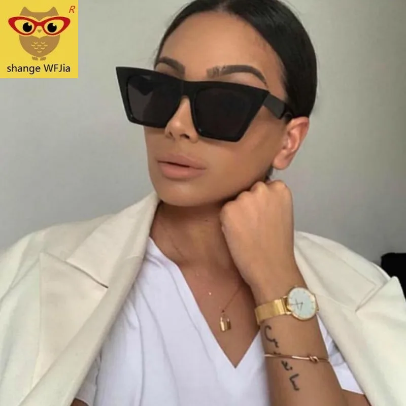 

2019 new brand sunglasses Square glasses Personalized cat eyes Colorful sunglasses trend versatile sunglasses uv400 curtain