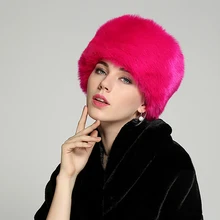 Удобная теплая шапка из искусственного меха лисы для женщин и мужчин зимний для волос хвост Мода зимне наушники шапка розовый красный простой мягкий пушистый гладкая Кепка W057