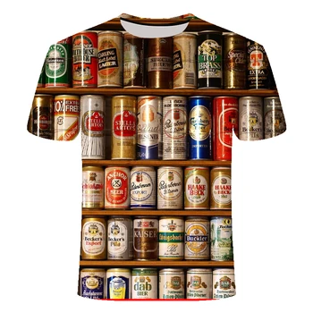 

2020 Novelty 3D t shirt Men Cans of beer Printed Hip Hop Crewneck short Sleeve Men/Women funny t-shirt tee tops wholesale