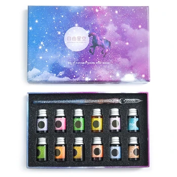

Crystal Starry Sky Glass Ink Pen Glass Dip Pen For Writing Fountain Pen Set Gift N0HC