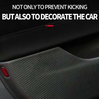 

Inner Anti-kick Mats Door Carbon Fiber Leather For Tesla Model 3 Black Set