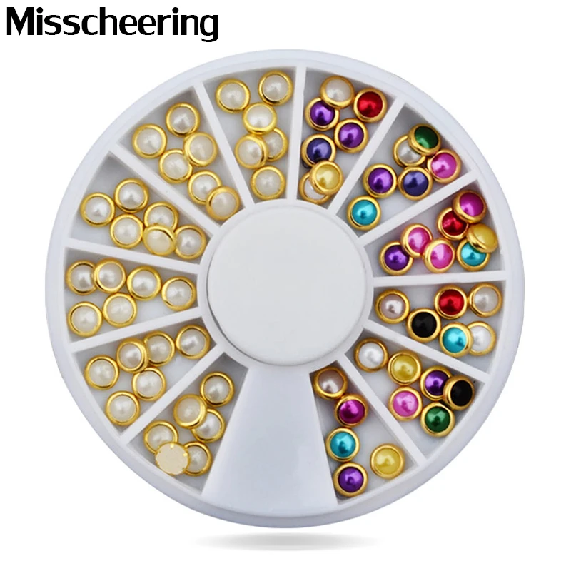 

Hot 3d Nail Art Pearl Rhinestones Wheel,5mm Nail Stylish Tool Metal Studs Gems Charm Craft,DIY Manicure Nail Jewelry Decorations