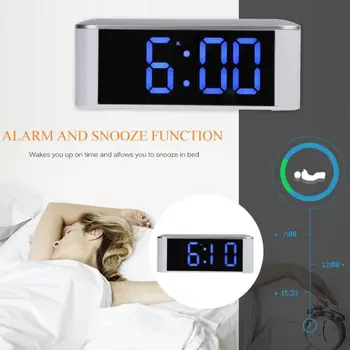 

LED Digital Alarm Clock Mirror Display Multifunction Snooze Desk Clock Indoor Temperature Thermometer