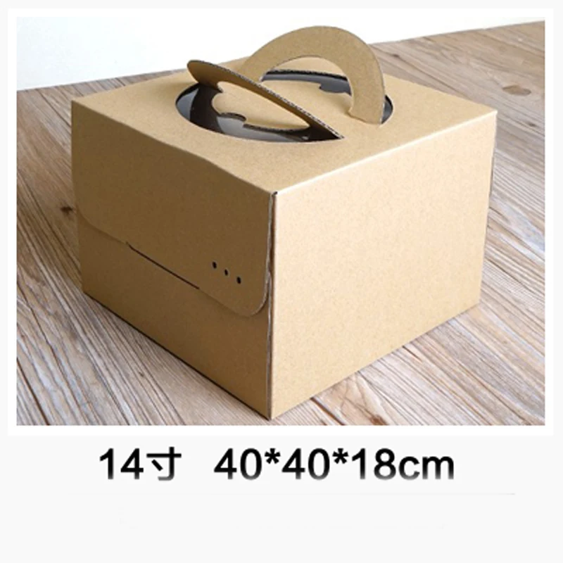 14 inch 3 шт., простая плотная крафт-бумага, переносная коробка, коробка для украшения торта на день рождения, упаковка для выпечки, печенья, десерта, коробки - Цвет: 14 inch