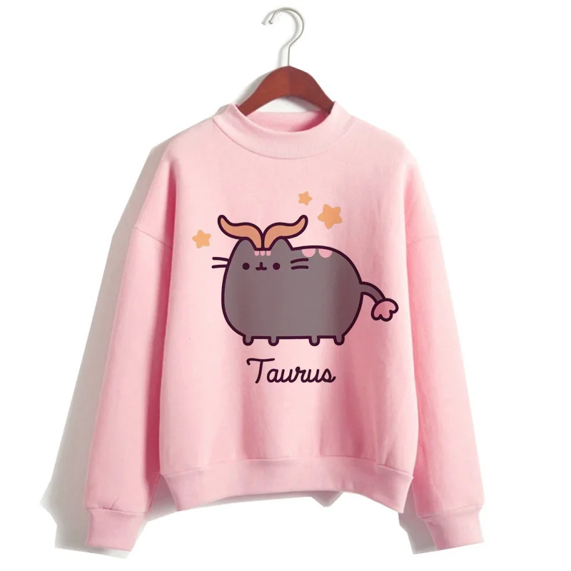 Кот пушин Толстовка Женская мода kawaii корейский harajuku Толстовка розовая Женская 90s мультфильм одежда женский капюшон негабаритный - Цвет: 1024